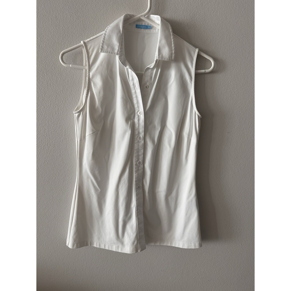 J McLaughlin Top Sleeveless Catalina Cloth Button Up Women's M Stretch Preppy